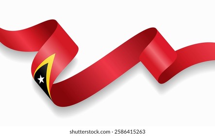 East Timor flag wavy abstract background. Vector illustration.