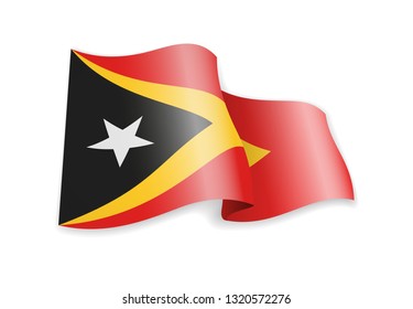 East Timor flag in the wind. Flag on white background vector illustration