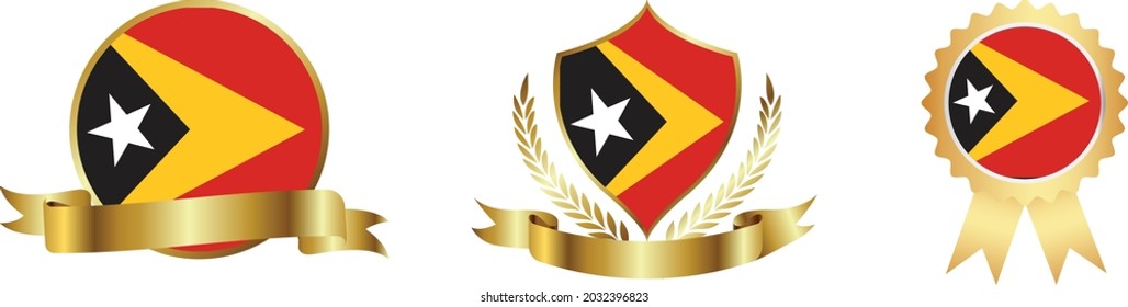 East Timor flags. Symbols of countries map