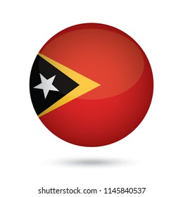 East Timor glossy round button. Vector Illustration EPS10.