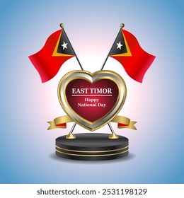 East Timor Happy National Day small table flag with Golden Heart