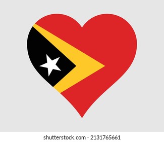 East Timor Heart Flag. Timor Leste Love Shape Country Nation National Flag. Democratic Republic of Timor-Leste Banner Icon Sign Symbol. EPS Vector Illustration.