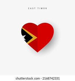 East Timor heart shaped flag. Origami paper cut Timor-Leste national banner. 3D vector illustration isolated on white with soft shadow.