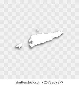 East Timor high detailed vector representation of country silhouette. White color on transparent background with dropped shadow. For educational, decorative, or informational use.