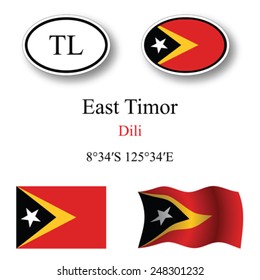 East Timor icons set against white background, abstract vector art illustration, image contains transparency