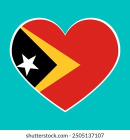 East Timor (Timor Leste) flag in heart shape, symbol of love, Vector illustration