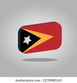 East Timor, Timor Leste Flag Vector 3D Ilustrator Flat Design