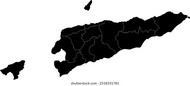 OSTTIMOR TIMOR LESTE MAP mit seinen Verwaltungseinheiten und Regionen