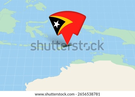 East Timor Location Highlighted on Asian Map with Flag Icon. Detailed Vector Design.