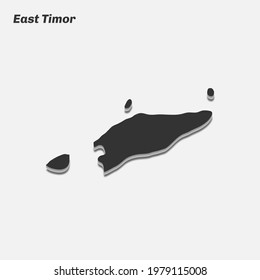 East Timor map 3d silhouette. Vector illustration.