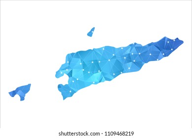 East Timor Map - Abstract geometric rumpled triangular low poly style gradient graphic on white background , line dots polygonal design for your . Vector illustration eps 10.