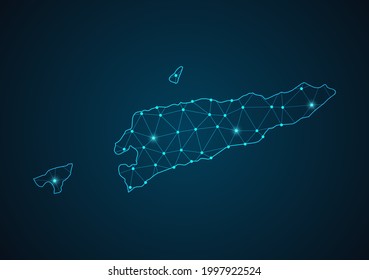 East Timor map Abstract mash line and point scales on dark background. Wire Frame 3D mesh polygonal network line. Network line, design sphere, dot and structure vector