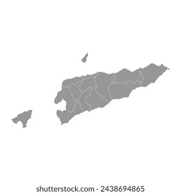 Mapa de Timor Oriental con divisiones administrativas. Ilustración vectorial.