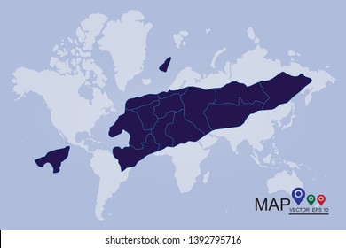 East Timor map - blue geometric rumpled triangular low poly style gradient graphic background, eastTimor map - blue pastel graphic background . Vector illustration .eps 10. - Vector
