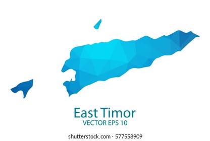 East Timor map - blue geometric rumpled triangular low poly style gradient graphic background , polygonal design for your . Vector illustration eps 10.
