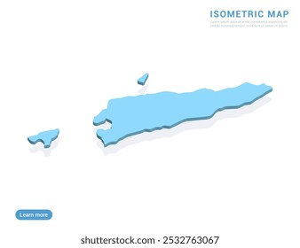 Timor-Leste mapa azul sobre fundo branco com vetor isométrico.