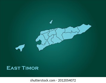 East Timor map cyan Color on Green Backgound