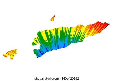 East Timor - map is designed rainbow abstract colorful pattern, Democratic Republic of Timor-Leste map made of color explosion,
