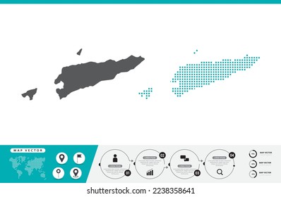 Osttimor-Karte mit grauen und grünen Punkten zur Präsentation. Setzen Sie ein paar Pixel kreatives Konzept für Infografik.