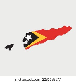 east timor map with flag on gray background
