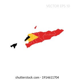 East Timor map with flag and shadow isolated on white background. Vector illustration EPS10.