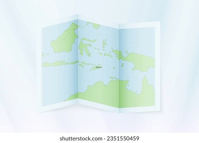Osttimor-Karte, gefaltetes Papier mit Osttimor-Karte. Vektorgrafik.