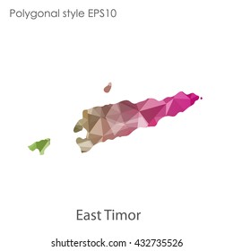 East Timor map in geometric polygonal style.Abstract gems triangle,modern design background.