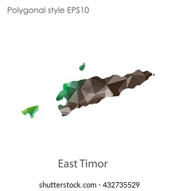 East Timor map in geometric polygonal style.Abstract gems triangle,modern design background.