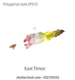 East Timor map in geometric polygonal style.Abstract gems triangle,modern design background.