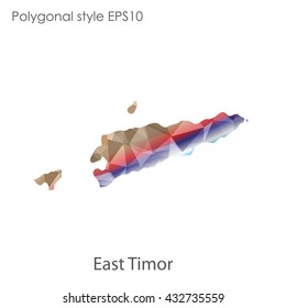 East Timor map in geometric polygonal style.Abstract gems triangle,modern design background.