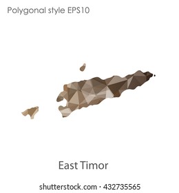 East Timor map in geometric polygonal style.Abstract gems triangle,modern design background.