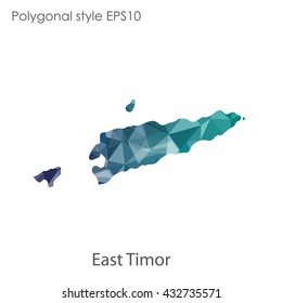 East Timor map in geometric polygonal style.Abstract gems triangle,modern design background.