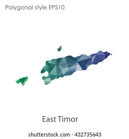 East Timor map in geometric polygonal style.Abstract gems triangle,modern design background.