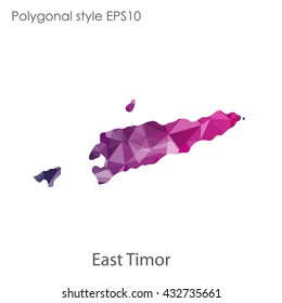 East Timor map in geometric polygonal style.Abstract gems triangle,modern design background.