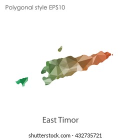 East Timor map in geometric polygonal style.Abstract gems triangle,modern design background.