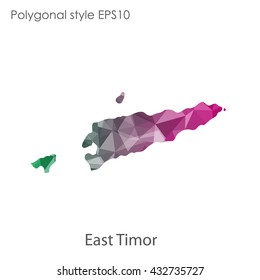 East Timor map in geometric polygonal style.Abstract gems triangle,modern design background.