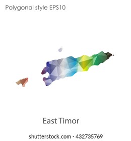 East Timor map in geometric polygonal style.Abstract gems triangle,modern design background.