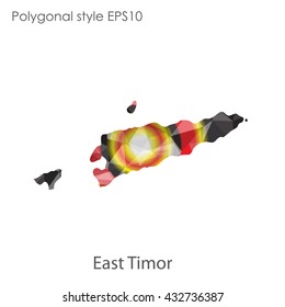 East Timor map in geometric polygonal style.Abstract gems triangle,modern design background.