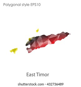 East Timor map in geometric polygonal style.Abstract gems triangle,modern design background.