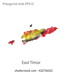 East Timor map in geometric polygonal style.Abstract gems triangle,modern design background.