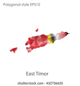 East Timor map in geometric polygonal style.Abstract gems triangle,modern design background.