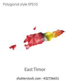 East Timor map in geometric polygonal style.Abstract gems triangle,modern design background.