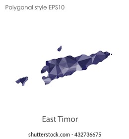 East Timor map in geometric polygonal style.Abstract gems triangle,modern design background.
