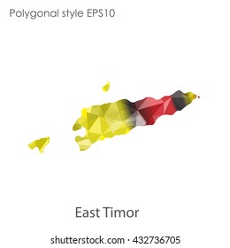 East Timor map in geometric polygonal style.Abstract gems triangle,modern design background.