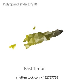 East Timor map in geometric polygonal style.Abstract gems triangle,modern design background.