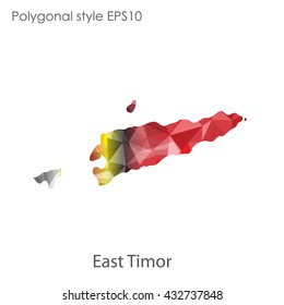 East Timor map in geometric polygonal style.Abstract gems triangle,modern design background.