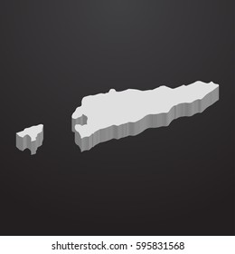 East Timor map in gray on a black background 3d