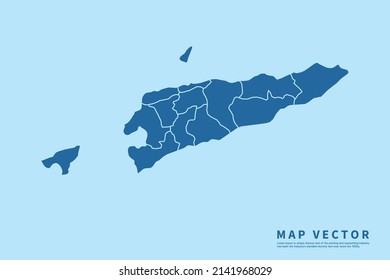 Mapa alto de Timor Oriental Detallado en fondo azul del cielo. Resumen de la ilustración vectorial de diseño eps 10