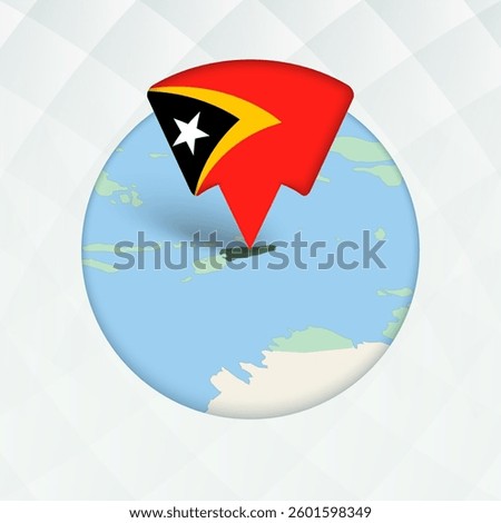 East Timor Map Highlighted with Flag Marker. Flag Pointer on Geographic Map.