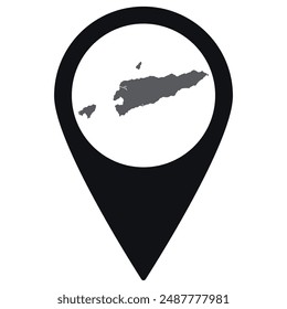 East Timor map. Map of Timor Leste on map pin icon black color isolated